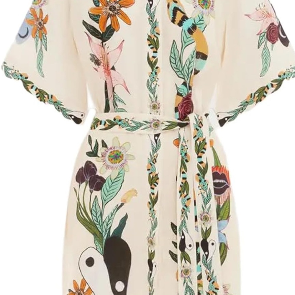 Floral Print Cream Dress